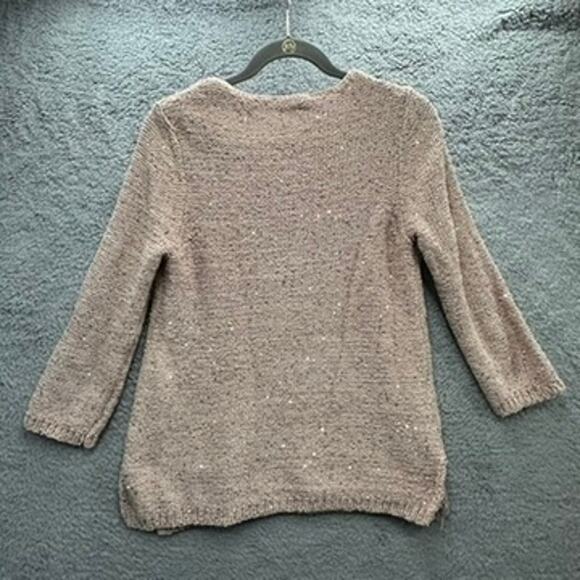 Chico's Size 1 (Medium / Size 8) Pink Sparkly Sweater V-Neck Soft - Picture 8 of 9
